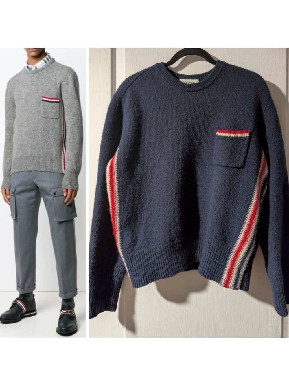 Thom Browne | 'Horsehair' Relaxed Shetland Wool Crewneck Sweater In Blue